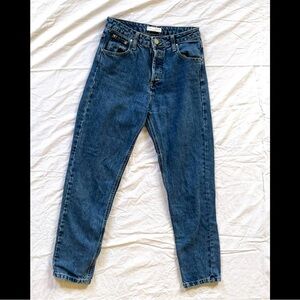 Stradivarius Mom Straight Leg High Rise Blue Jeans sz4 26x26